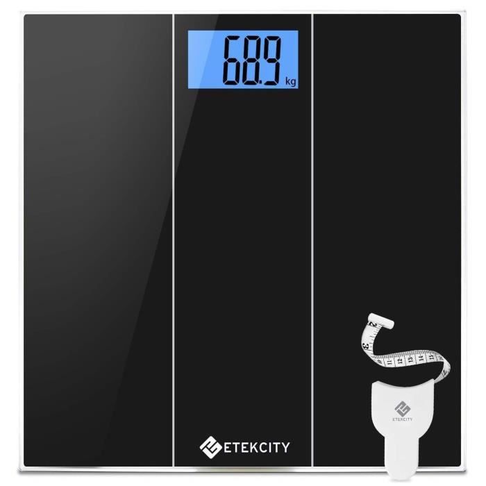 Etekcity Pèse Personne Electronique Balance Pese Personnes Précision, 180kg-400lb-28st, Auto On-Off, Verre Trempée, Grand Ecran L