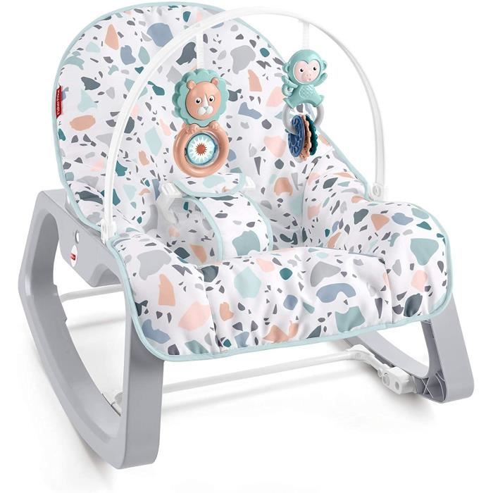 GNP99 Terrazzo Transat Évolutif 2-en-1 avec Vibrations Apaisantes-Siège à Bascule Jeune Enfant Jusqu'à 18 kg