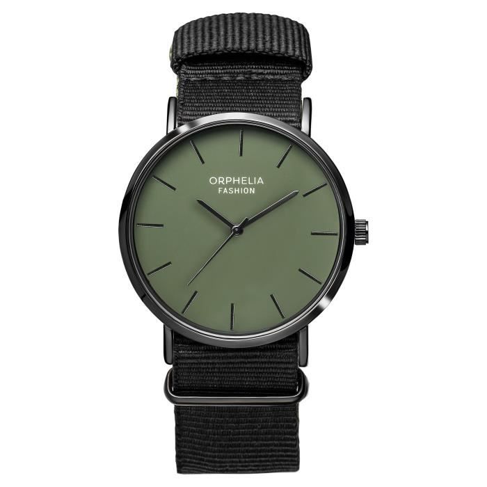 Orphelia Fashion - Montre Hommes - Quartz - Analogique - Bracelet en Tissu - Noir - OF761810