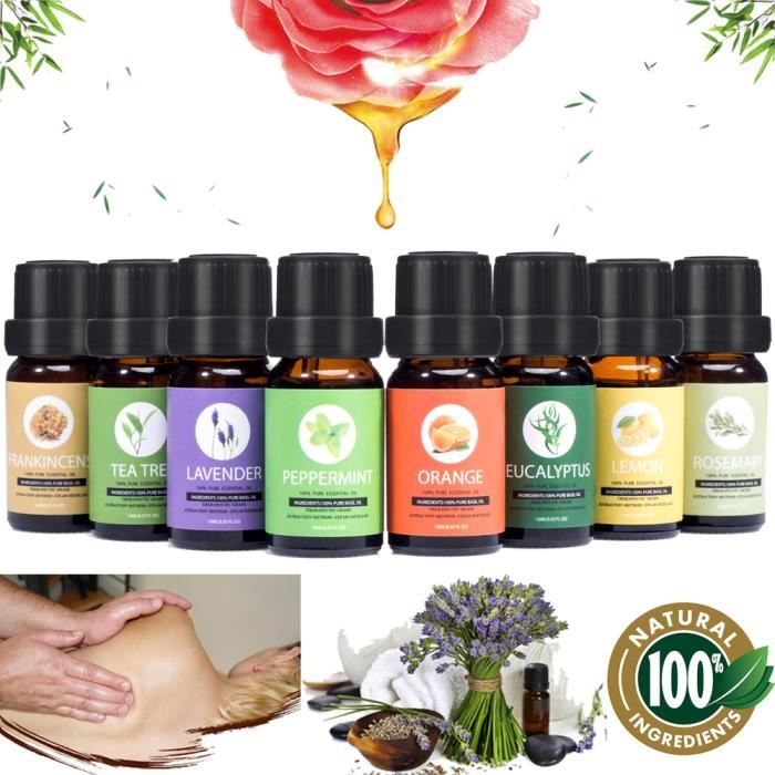 Huiles essentielles d'aromathérapie, 100% naturel pur de la plus haute qualité(8 x 10 ml)