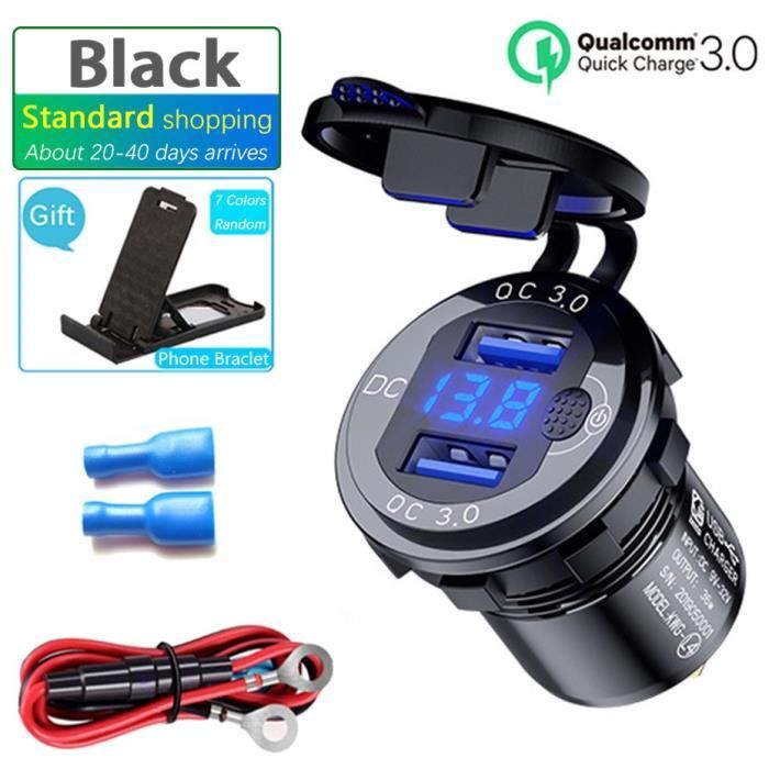 LED affichage 36W 12V USB prise voiture QC3.0 interrupteur en métal étanche universel camion voiture briquet prise prise*SD0493
