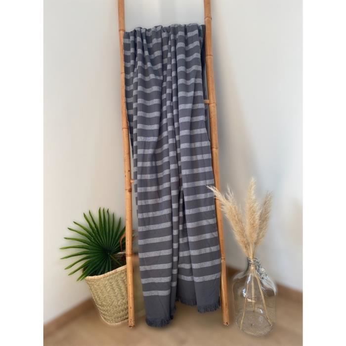 Fouta doublée éponge Alanya Gris 100% coton - 150x180 cm 380g/m²