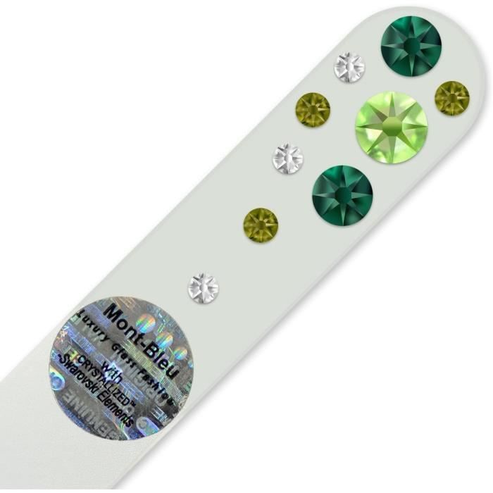 Petite lime à ongle en verre ornées à la main de cristaux de Swarovski Elements, pochette en velours noir | Véritable verre trem,389
