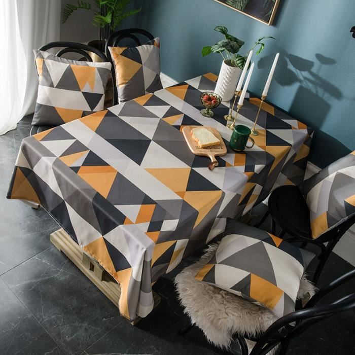 Nappe de Table Rectangulaire 140x180 cm Jaune Tissu de Table Imperméable Grand Triangle pour Maison Restaurant Mariage Cérémonie