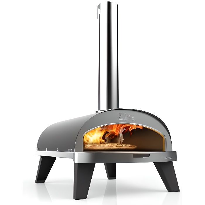 ZiiPa Four à pizza Piana à pellets avec une plaque tournante pour une cuisson 360°, Thermomètre intégré-Ardoise