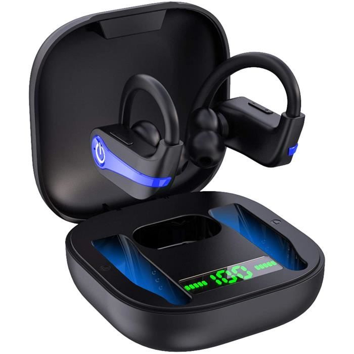 Écouteurs sans fil Bluetooth 5.1 Sports Écouteurs intra-auriculaires à réduction de bruit avec micro IP7 étanche, 40H Playtime Bleu