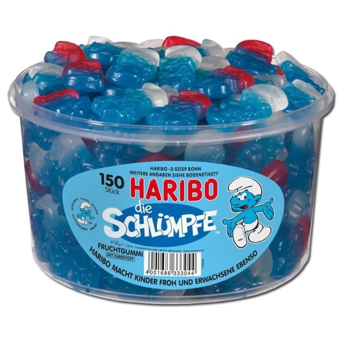 Haribo Schtroumpfs, gommes aux fruits, 150 pièces