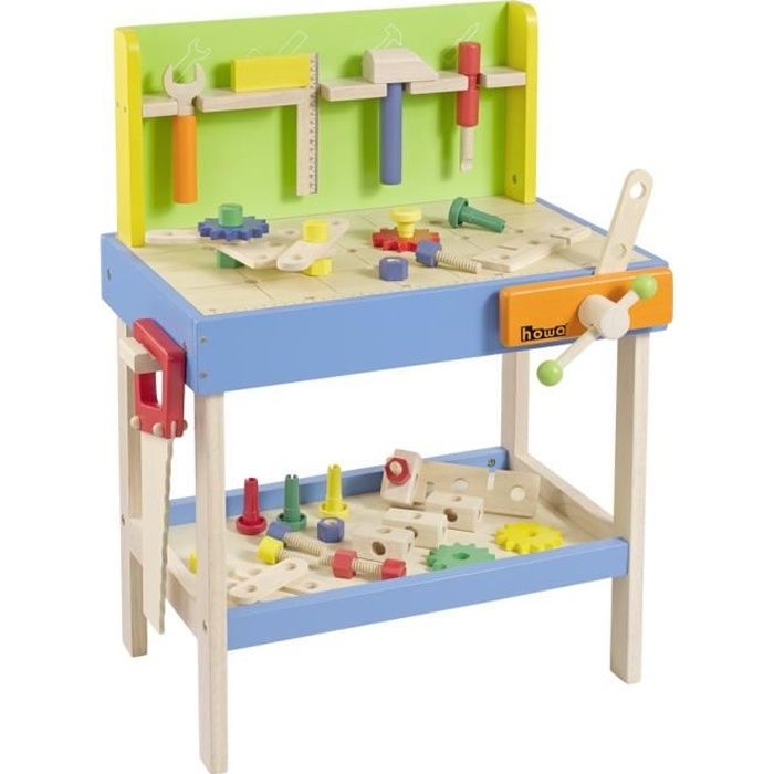 Etabli en bois pour enfants avec 45 pièces accessoires et 5 outils 4904