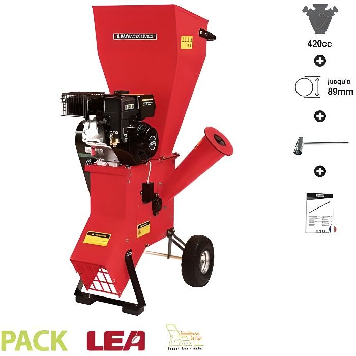 Broyeur de végétaux coupe 89mm moteur thermique 420cc 13 cv LEA LE56420-89