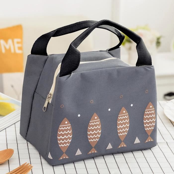 Sac repas isotherme 21 * 17 * 15cm gris foncé