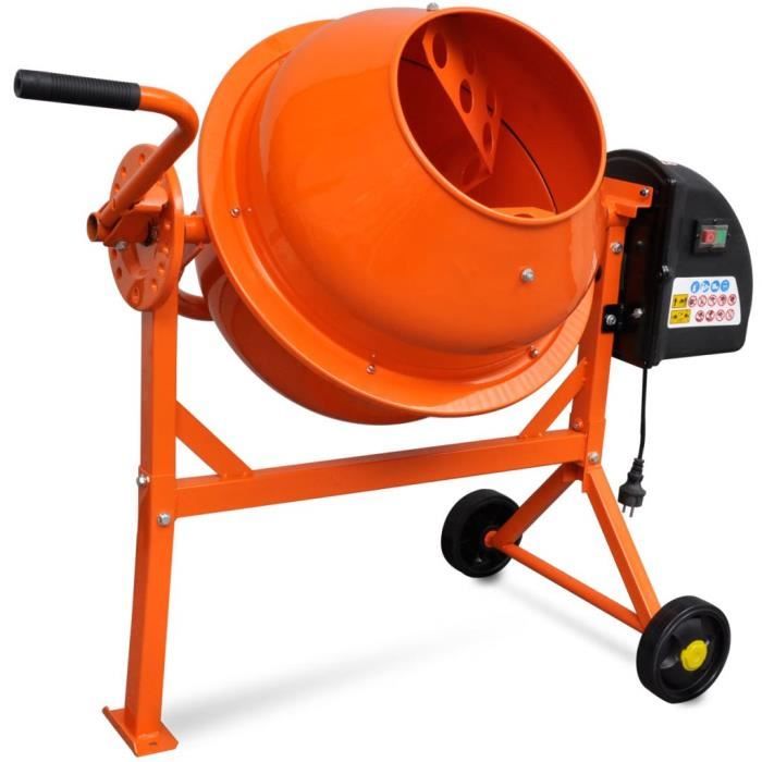 Luxueux Magnifique- Bétonnière électrique 63 L 220 W Acier Orange Bétonnière mixer cement Bétonnière électrique