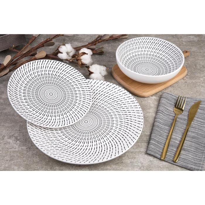 Service vaisselle SIA en grès MAIA - 18 pièces - Blanc