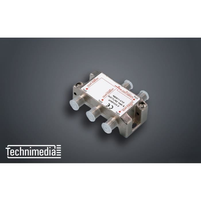 TECHNIMEDIA Répartiteur antenne satellite d'intérieur 1 vers 4 - Prise Femelle - Passage CC