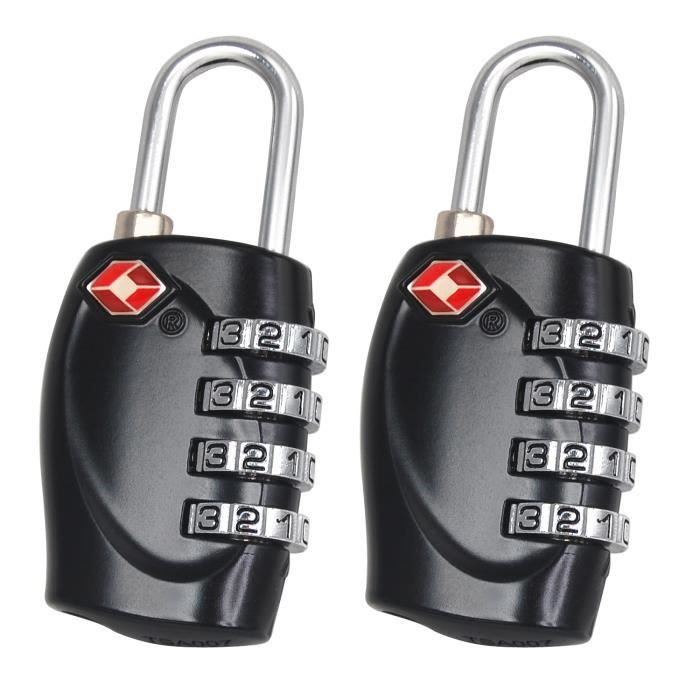 TRIXES 2 cadenas noir certifiés TSA à combinaison 4 chiffres de voyage pour valises
