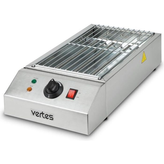 vertes grill électrique de 2500 watts (230 V, température réglable en continu jusqu'à 650°, surface de gril de 425 x 235 mm)