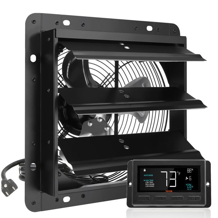 Vevor Ventilateur dextraction à Volets-VEVOR-25 4 cm-Contrôleur de Température et dhumidité-Réglable à Vitesse Variable-Serre-Garage - vue 1