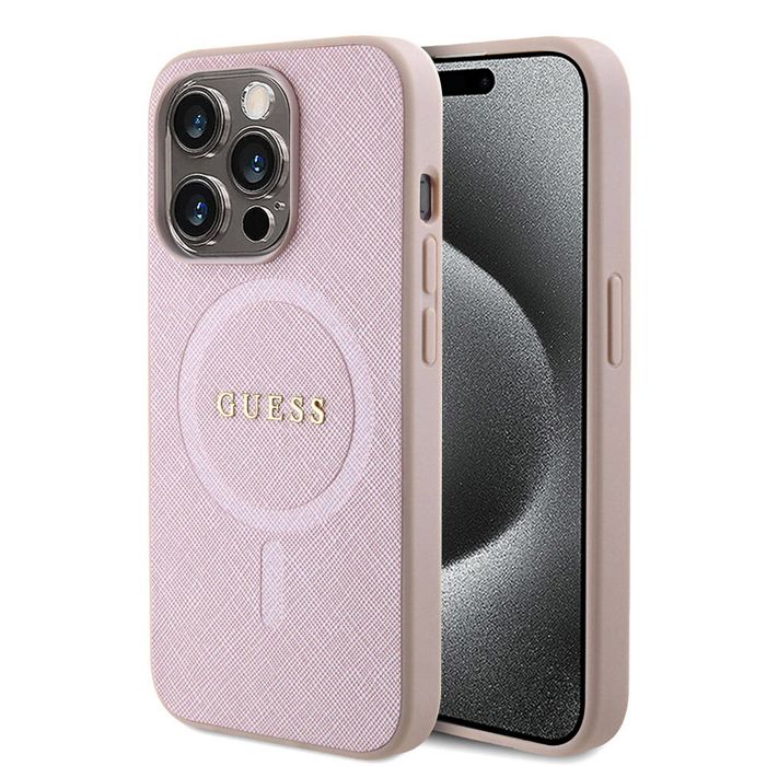 Coque pour iPhone 15 Pro Guess Saffiano MagSafe GUHMP15LPSAHAHMCU - vue 7