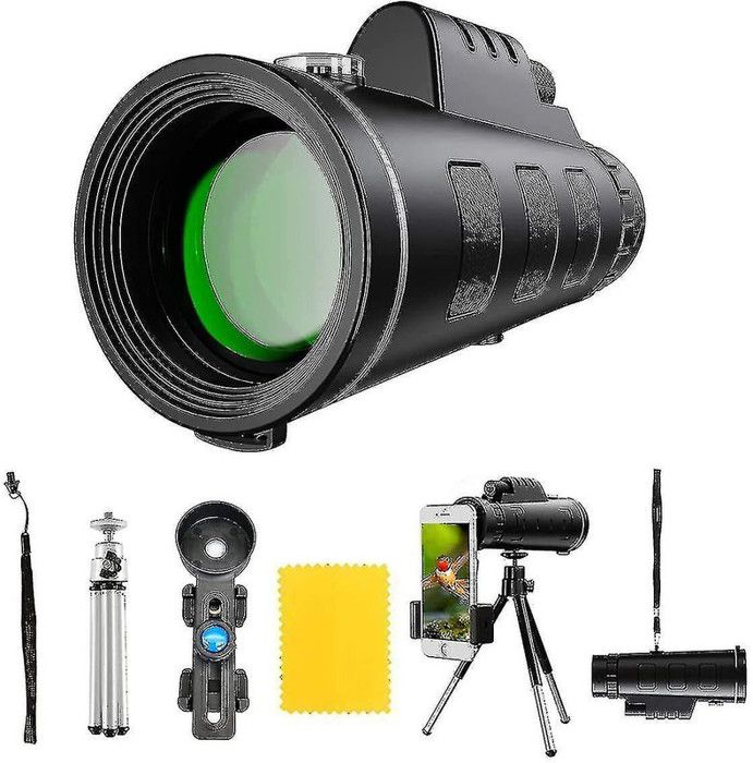 K&F Concept Monoculaire 12X50 HD IP68 Étanche - Téléscope Avec Clip Téléphone, Trépied, Prisme BAK4 Pour Oiseaux, Chasse, Randonnée