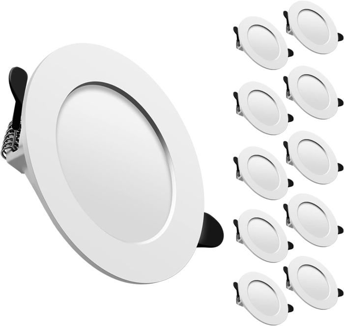 Spot LED Encastrable Extra Plat Encastré Lampe Plafonnier Plat Rond Pour Salle de Salon Cuisine Lot de 10
