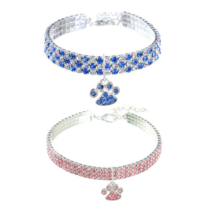 Meilleurs prix pour Collier pour animaux de compagnie avec strass, pendentif réglable en cristal et diamant, collier de mariage pour chat et chien,