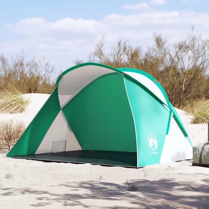 GOPLUS Tente De Plage Pliable 183x183cm - Abri Portable Avec Paroi Latérale, Sac Transport & Sacs De Sable - Bleu & Blanc