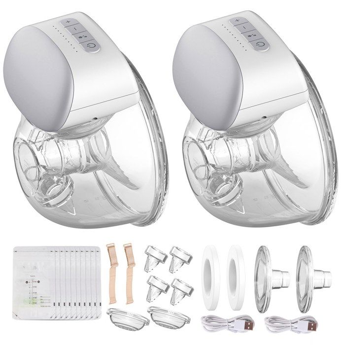 Tire-lait électrique Portable - 4 Modes & 9 Niveaux De Succion - Fonction Mémoire Et Massage - Silencieux, Sans BPA - Avec 10 Sacs De Lait