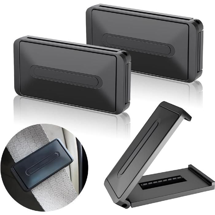 Meilleurs prix pour 2 clips réglage ceinture sécurité - Ajusteur 5.3cm - Noir