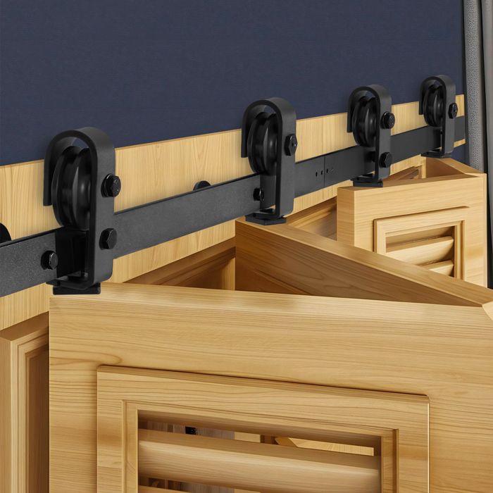 Kit quincaillerie porte grange coulissante 4 portes - VEVOR - 60IN-2D-4K - Rail 1524 mm - Acier - 150kg