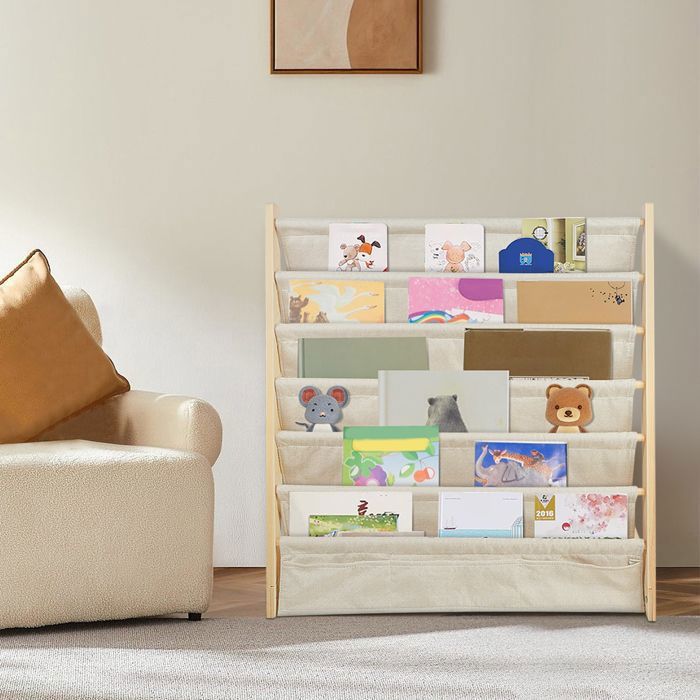 YIPEEMA. ÉTAGÈRE DE RANGEMENT POUR LIVRES ET MAGAZINES 75*30*76CM COULEUR BOIS NATUREL.