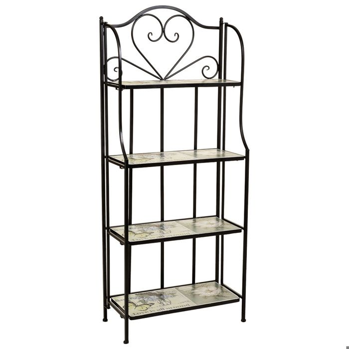 Étagère en mosaïque et fer forgé noire 57x27x133h Étagère en mosaïque et fer forgé noire 57x27x133h