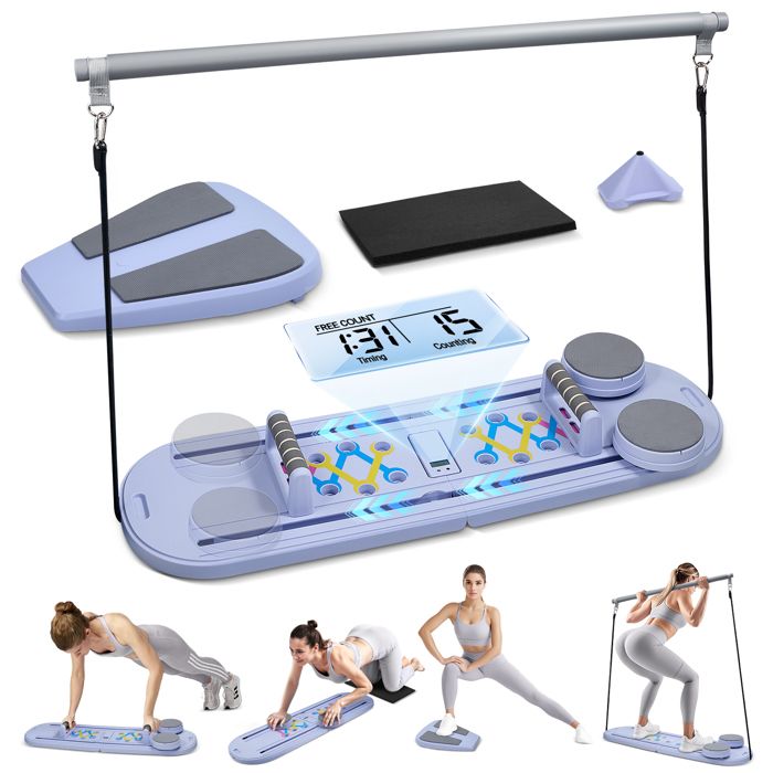 5 in 1 Pilates Reformer Machine pour la Maison Planche Abdominale Pliable avec rebondissement Automatique Roue Abdominale Pilates