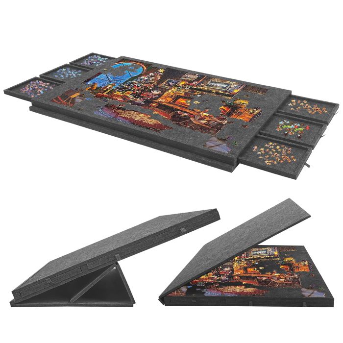 Lavievert Planche de puzzle rotative et inclinable 2 000 pièces table réglable avec chevalet intégré rangement pour adultes Lavievert Planche de puzzle rotative et inclinable 2 000 pièces table réglable avec chevalet intégré rangement pour adultes