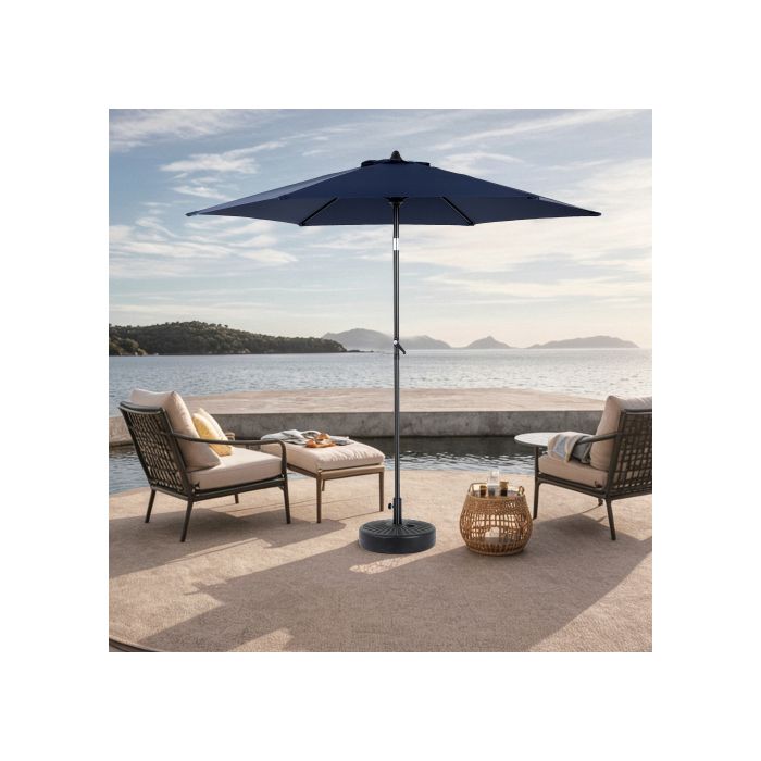 Parasol extérieur - MUVOE - Rectangulaire double face 27 m - Bleu marine - Manivelle - Tissu 100% polyester résistant UV