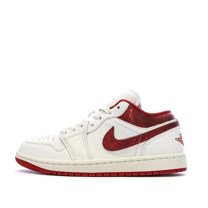 Nike Baskets Blanc/Rouge Femme Nike Air Jordan 1 Low