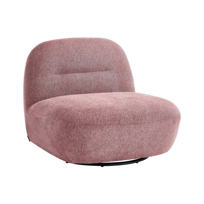 Fauteuil pivotant en tissu texturé rose POZETI