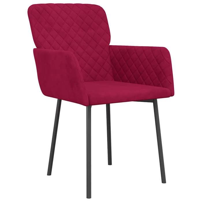 Chaises à manger en velours - vidaXL - Lot de 2 - Rouge bordeaux - Velours - 51 5x61x78 5 cm - Cadre en métal