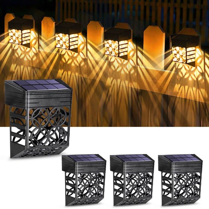 4 Pièces Lampe Solaire Extérieur Jardin IP54 Étanche Blanc Chaud Motif LED extérieur Pour Jardin Terrasse Cour Pelouse Allée