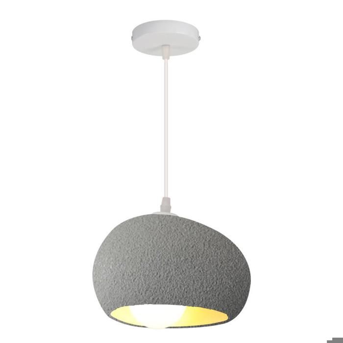 WOTTES 1 x Suspension Luminaire Créative Lustre Nordique Gris foncé Ø21cm Abat-jour en Pierre Simulée Lampe Éclairage Salon