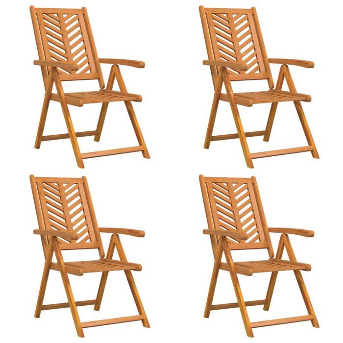 vidaXL Chaises de jardin inclinables 4 pcs Bois massif acacia
