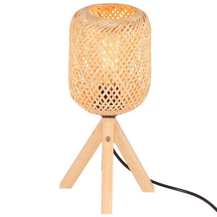 Lampe de table - SMOTOP - Abat-jour bambou - Douille E27 - Style vintage