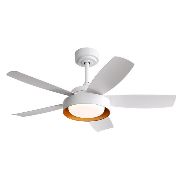 Ventilateur Plafond avec Lumière LED22W5 pales 42 Pouces6 VitessesTélécommande et MinuterieMoteur CC RéversibleBlanc - Hiba