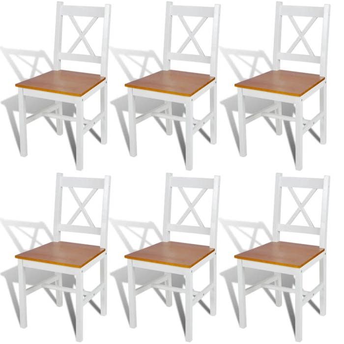 Blanc Chaises à manger lot de 6 blanc pinède - Chaise de repas H16010