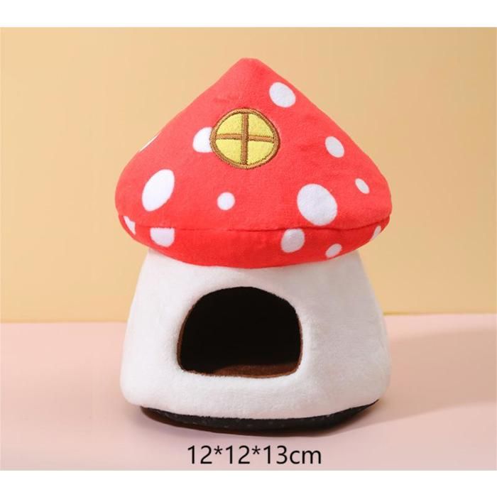 Maison dhiver pour hamster - Phoesky - Antidérapante - Respirante - Motif champignons - 12x12x13 cm - Coton