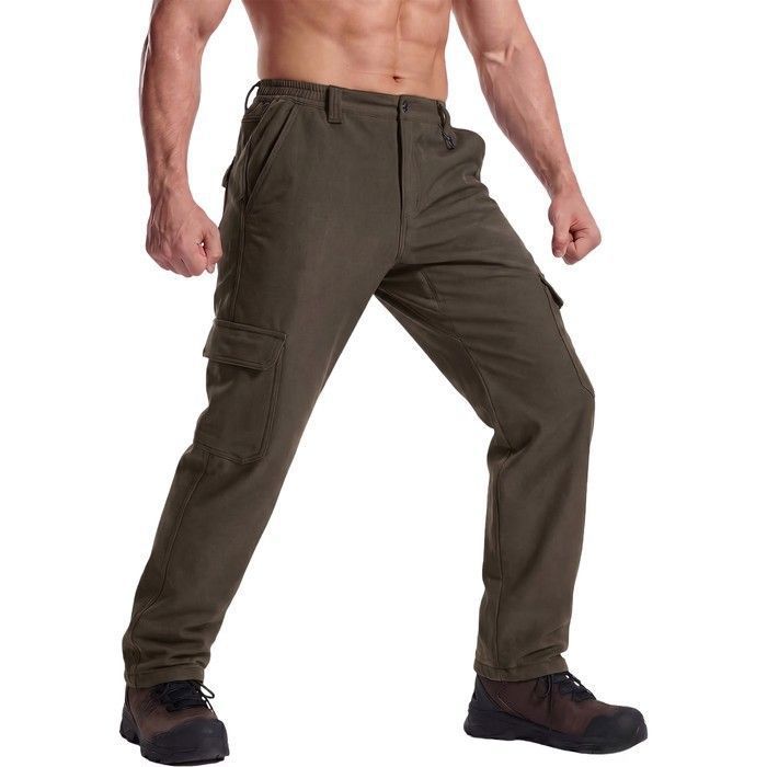 Pantalon cargo homme - Camouflage softshell - Doublure polaire - 6 poches - Imperméable respirant