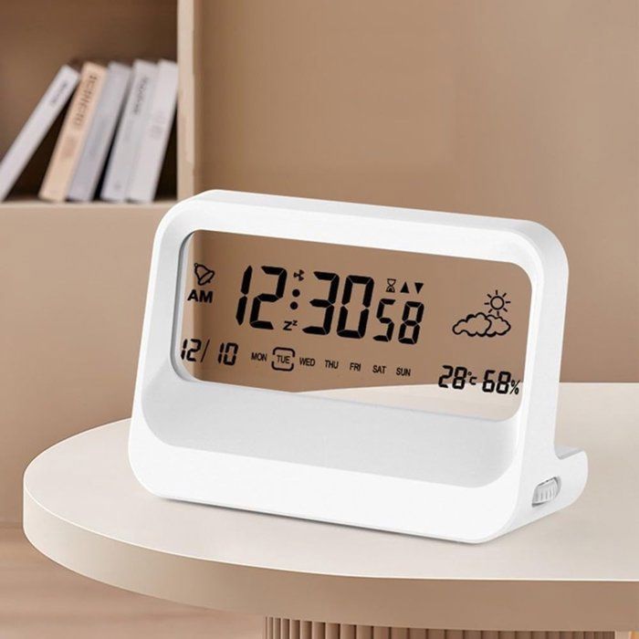Réveil numérique avec plusieurs alarmes affichage de lheure de la date de la température et fonction snooze veilleuse Femeo