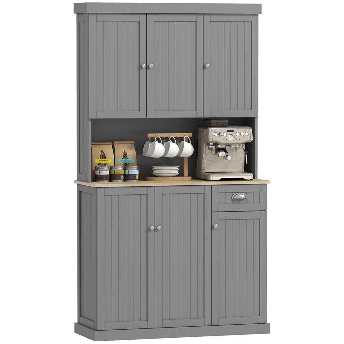 Buffet de cuisine - MINIMAL - 101x39x180 cm - Gris - Étagères réglables - 1 tiroir