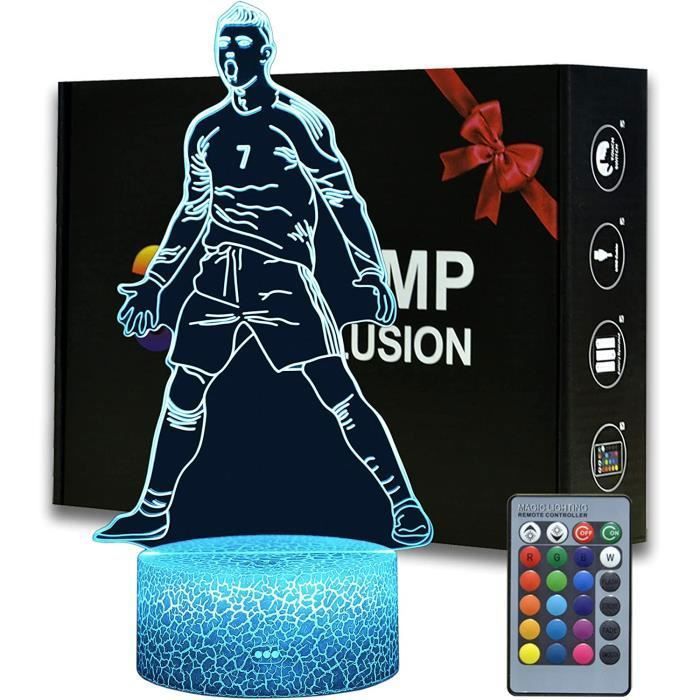 Joueur de Football CR7 Veilleuse Lampe de Décoration Ronaldo 16 Couleurs de Lumière Modifiables avec Télécommande Cadeaux de A587