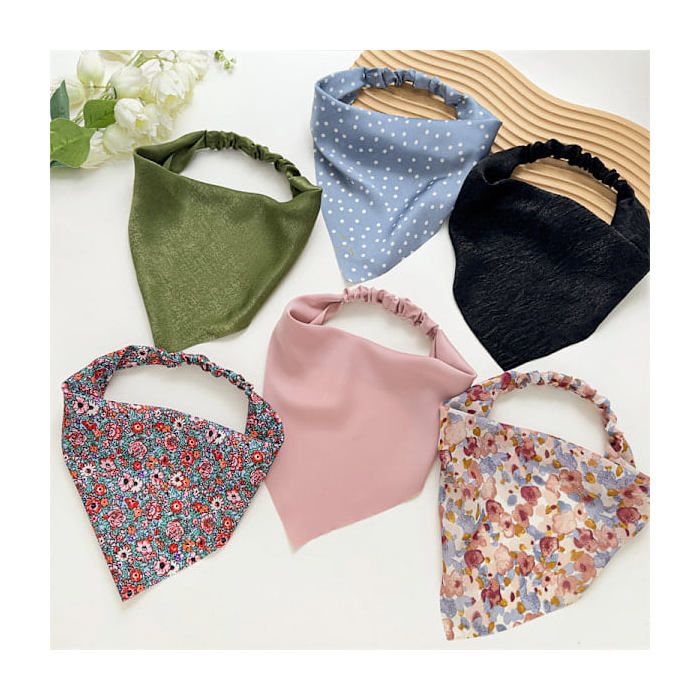 Lot de 6 bandeaux bandana pour cheveux femme élastiques ajustables coton polyester antidérapants couleurs variées