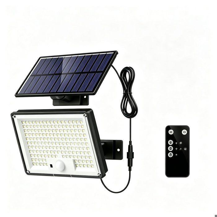 Lampe solaire dextérieur à 172 LED et 3 modes déclairage avec détecteur de mouvement indice de protection IP65 lumière froide
