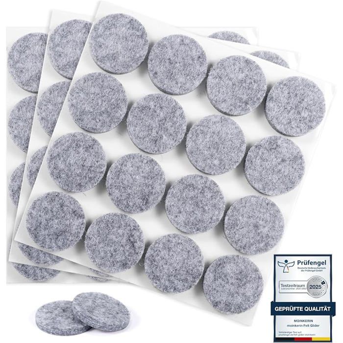 48 Pièces Patins Feutre Autocolnt 30mm Patin Chaise Feutre 5mm Tampon Meuble Patins pour Meubles 30 mm (48 Pieces) Gris GRIS PATIN